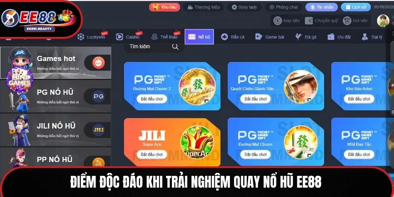 Điểm độc đáo khi trải nghiệm quay nổ hũ EE88